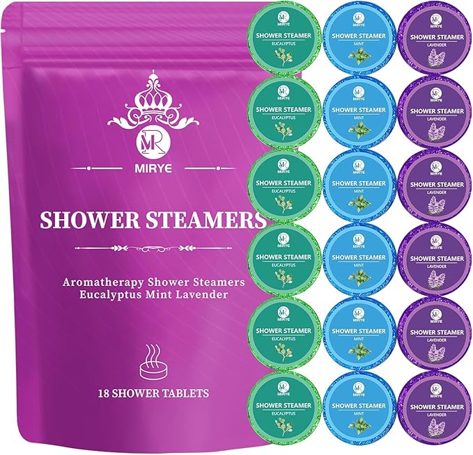 Shower Steamers Aromatherapy Gifts for Women, 18-Pack Organic Eucalyptus Lavender Mint Essential Oil Shower Bombs, Self Care Stress Relief Birthday or Christmas Stocking Stuffers Gifts for Her/Him - Bloomnest