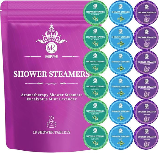 Shower Steamers Aromatherapy Gifts for Women, 18-Pack Organic Eucalyptus Lavender Mint Essential Oil Shower Bombs, Self Care Stress Relief Birthday or Christmas Stocking Stuffers Gifts for Her/Him - Bloomnest