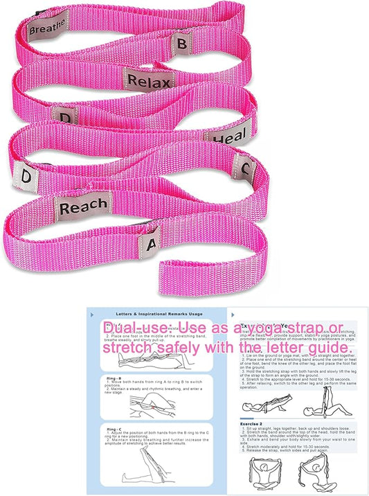 Stretching Strap Yoga Strap with 10 Loops, Non-Elastic Stretch Band for Physical Therapy, Flexibility, Exercise, Pilates, Dance & Gymnastics Workout - Bloomnest