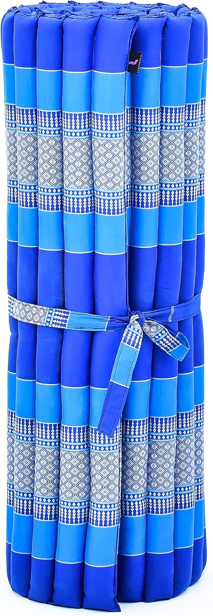 Leewadee - Kapok Roll Mat – Handcrafted Folding Sleep & Relaxation Mattress from Thailand, Ideal as Guest Bed, Camping Mat, Yoga Mat or Traditional Futon, 75 x 39 inches, Blue - Bloomnest