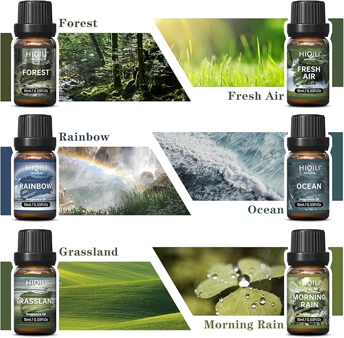 HIQILI Nature Fragrance Oil 6x10ml, Scented Oil for Candle Scents Soap Making & Diffuser, Essential Oils Set for Soy Candles Slime Home Car Aromatherapy, for Men Women Halloween Thanksgiving - Bloomnest