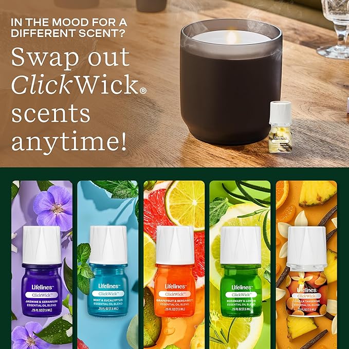 Lifelines ClickWick Essential Oil Blends for Lifelines Diffusers, 3-Pack Very Vanilla Set – Essential Oil Blend Refill for Candle, Plant & Shower Aromatherapy Diffuser – Fragrance for Diffusers - Bloomnest