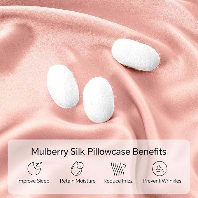 INFIIXSO Body Pillow Cover with Zipper, Luxury Mulberry Silk Body Pillow Case 20x54 Inches, Ultra Smooth and Soft Cooling Long Pillowcase, Gift for Women, Men(Rose Pink) - Bloomnest