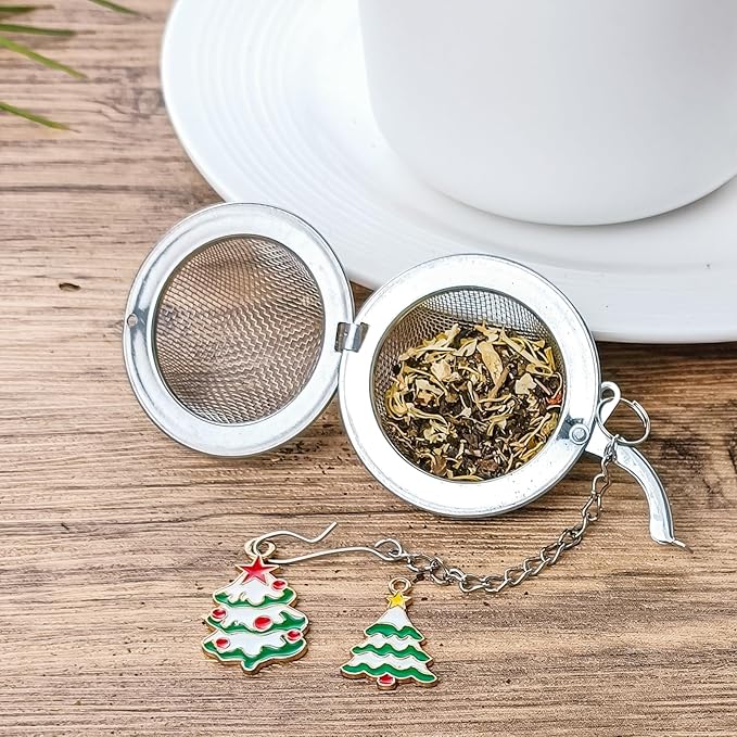 Stainless Steel Mesh Tea Infuser, 2.1 in. Tea Ball with Christmas Tree Pendant, 2PC Set - Bloomnest