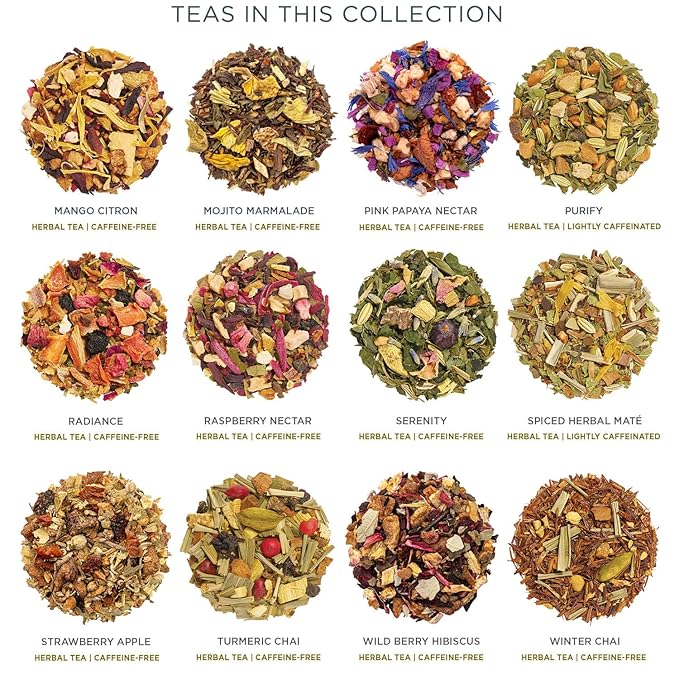Tea Forte Herbal Tea Advent Calendar Gift Set; 24 Individually Wrapped Handcrafted Assorted Pyramid Infuser Tea Bags with Numbered Doors, Warming Joy (Herbal) - Bloomnest