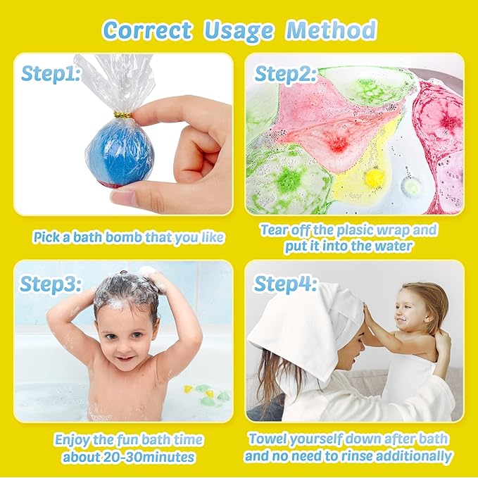 Bath Bombs for Kids with Toy Inside, 30 PCS Natrual and Organic Bubble Bath Bombs with Glow-in-The-Dark Surprise Inside, Perfect Handmade Birthday, Party, for Boys and Girls. - Bloomnest