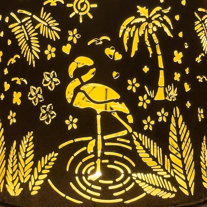 Lawn Social Solar Lanterns Outdoor Waterproof, Flamingos Metal Hanging Solar Lights for Outside, Garden Decor Birthday Gifts for Women Mom Grandma, Outdoor Lantern for Patio Yard Balcony Porch - Bloomnest