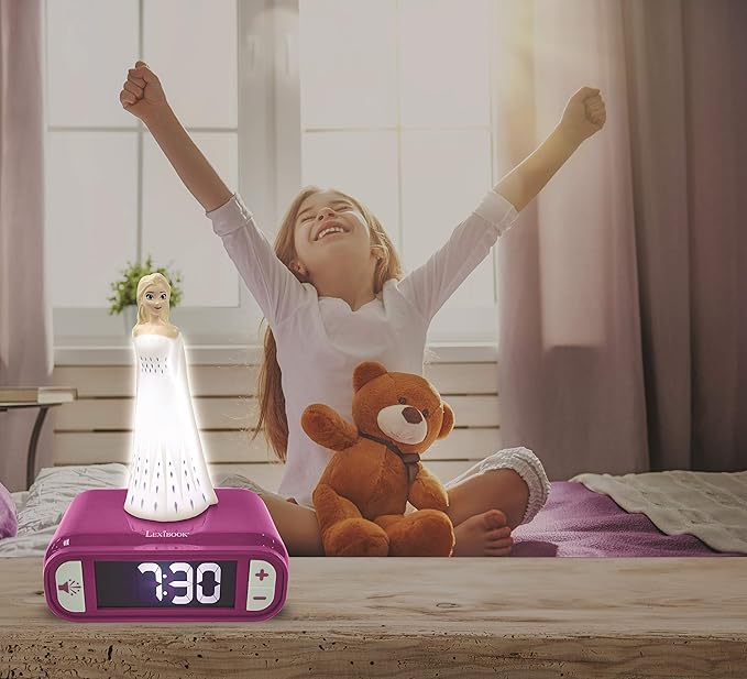 LEXiBOOK - Disney Frozen 2 Elsa Digital Alarm Clock for Kids with Night Light and Snooze, Childrens Clock, Luminous Elsa, Frozen Sound Effects, Blue Colour - RL800FZ - Bloomnest