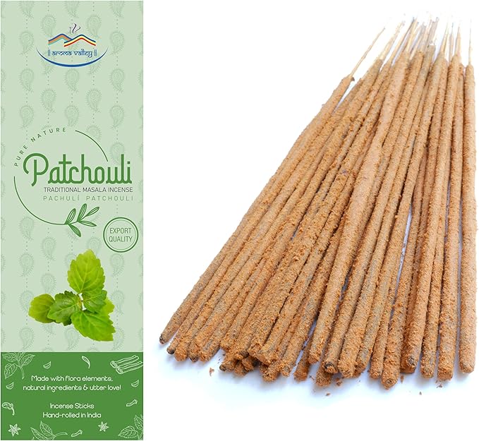 Patchouli Incense Sticks - Traditional Handcrafted Masala Incense - 40 to 50 Sticks Approx. AromaValley