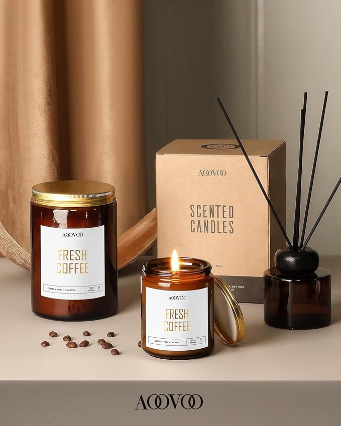 AOOVOO Fresh Coffee Candles - 9 oz Scented Candles, Aromatherapy Candle, Soy Candle for Home Scented - Bloomnest