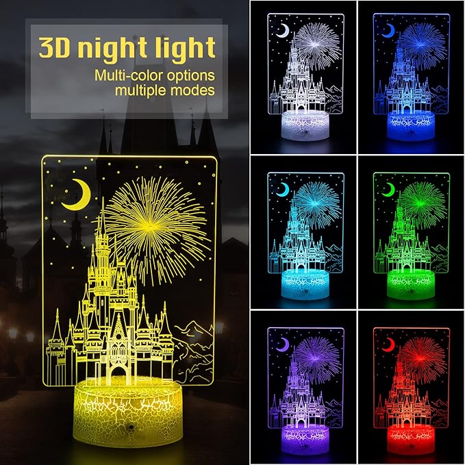 Creative 3D Illusion lamp Castle Night Light with Remote & Smart Touch 7 Colors + 16 Colors Changing Dimmable Castle Kids Night Light 2-12 Year Old Boy or Girl Christmas Brithday Gifts - Bloomnest