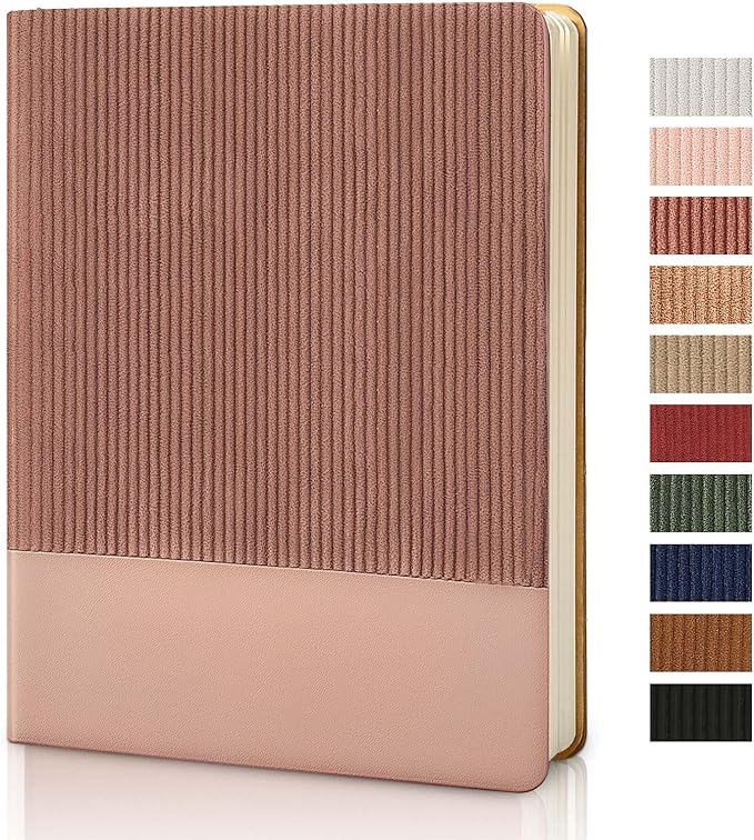 Lined Journal Notebook for Work College Ruled Note Book 7.2"x9.6" B5 PU Leather Daily Journaling 160 Pages for Women Men Writing Home School Supplies Business (Dark Pink) - Bloomnest