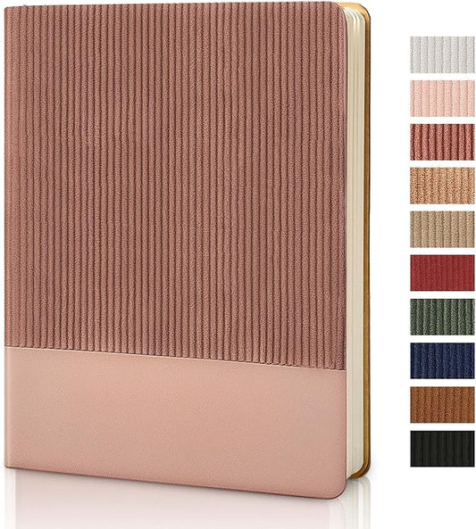 Lined Journal Notebook for Work College Ruled Note Book 7.2"x9.6" B5 PU Leather Daily Journaling 160 Pages for Women Men Writing Home School Supplies Business (Dark Pink) - Bloomnest