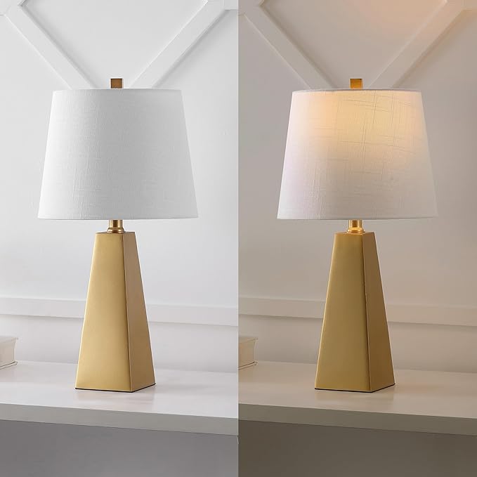 JONATHAN Y JYL1038A Owen 20.5" Resin LED Table Lamp Contemporary Bedside Desk Nightstand Lamp for Bedroom Living Room Office College Bookcase LED Bulb Included, Gold - Bloomnest