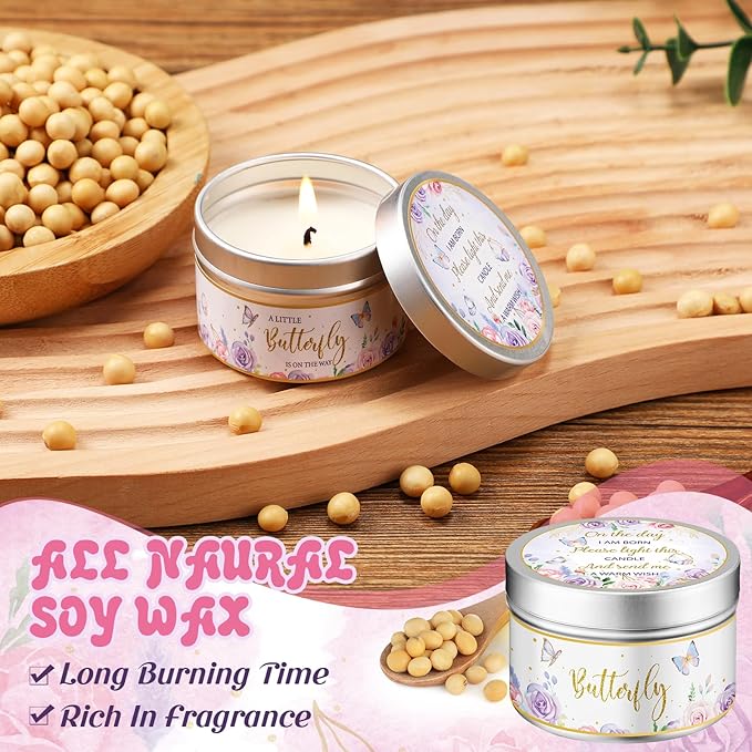 50 Pcs Baby Shower Party Favors Candles Lavender Scented Gender Reveal Gifts Bulk Candles for Favors Baby Shower Rustic Return Gifts(Flower and Butterfly) - Bloomnest