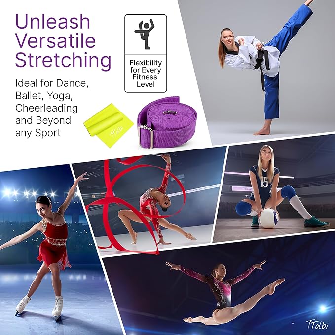 Stretching Strap with Door Anchor & Resistance Band – Improve Leg Stretch Flexibility for Splits, Ballet, Dance, Cheer, Yoga & Gymnastics - Home Leg Stretcher Trainer Equipment Stuff for All Levels - Bloomnest