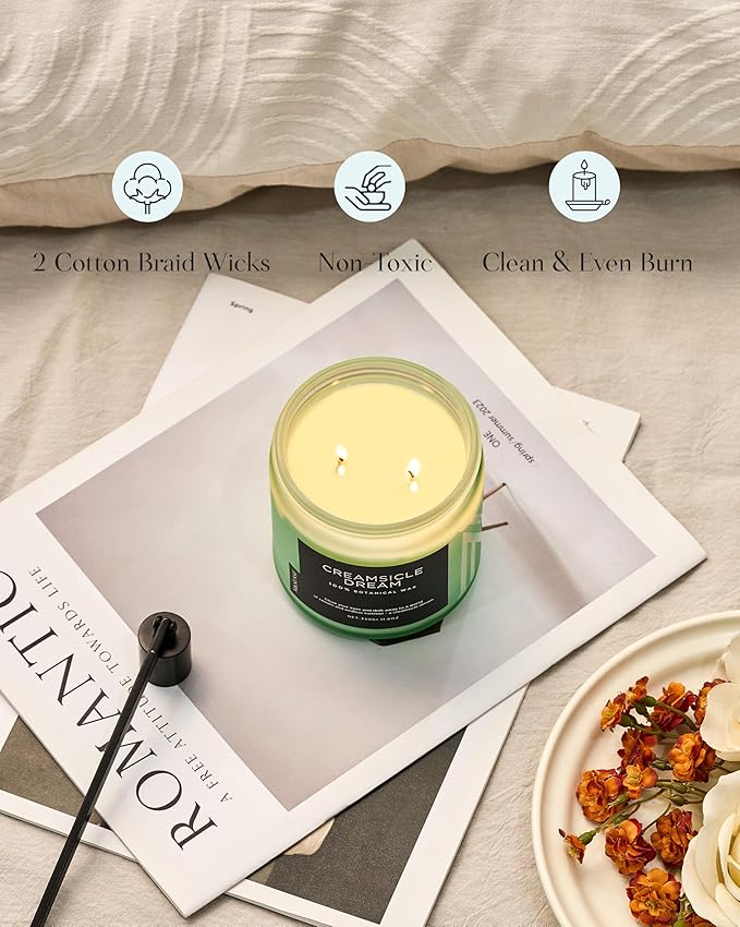 M&SENSE Clean Cotton Scented Candle - 11.6oz Natural Soy Wax Clean Cotton Blossom Scent Non Toxic Candle, 70-Hour Slow Burning 2-Wick Aromatherapy Home Fragrance Gifts for Home Decor - Bloomnest