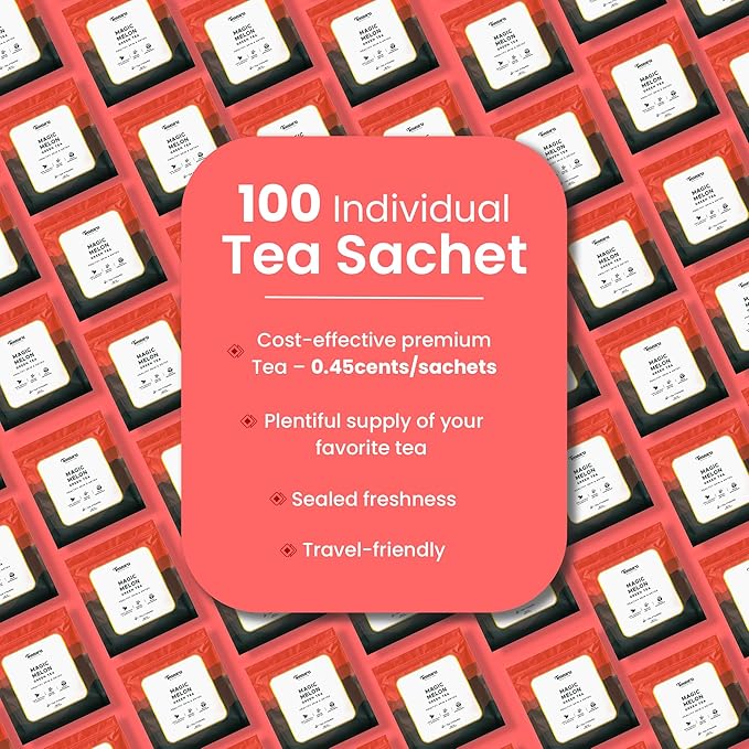Teaniru, Apple Cinnamon Black Tea - Pure Leaf Tea |100 Pyramid Tea Bags, Individual Sachets | Energy Tea - Low Caffeine | 100% Natural Ingredients - Brew Hot or Cold | Thanks Giving - Bloomnest
