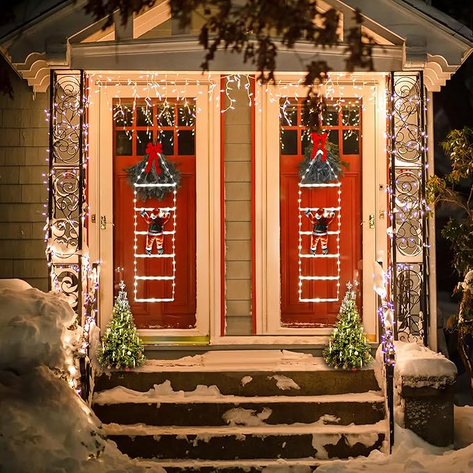 Toodour LED Christmas Light - 2.5FT Christmas Decorative Ladder Lights with Santa Claus, Xmas Decorations Light for Indoor Outdoor, Window, Garden, Home, Wall, Xmas Tree Decor - White - Bloomnest