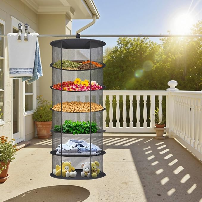Herb Drying Rack Hanging Collapsible Drying Net for Garden Hydroponic Plant, Flowers, Herbs,Dry Mesh Folding Dryer (8 Layer) - Bloomnest