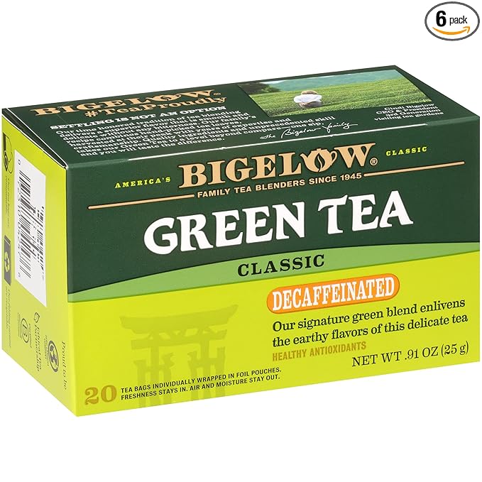 Bigelow Tea Classic Green Tea, Decaffeinated Tea, Decaf Green Tea, Count Box (Pack of 6), 120 Total Tea Bags - Bloomnest