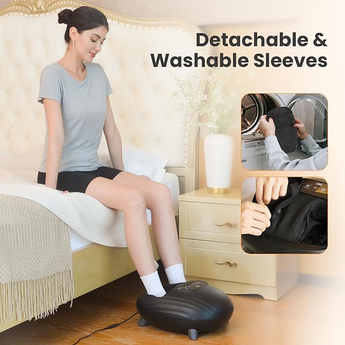 CILI Shiatsu Foot Massager with Heat and Compression, Knead Rolling Feet Massager for Neuropathy, Plantar Fasciitis, Remote Control, Up to Men Size 14", Christmas Gifts for Men Women - Bloomnest