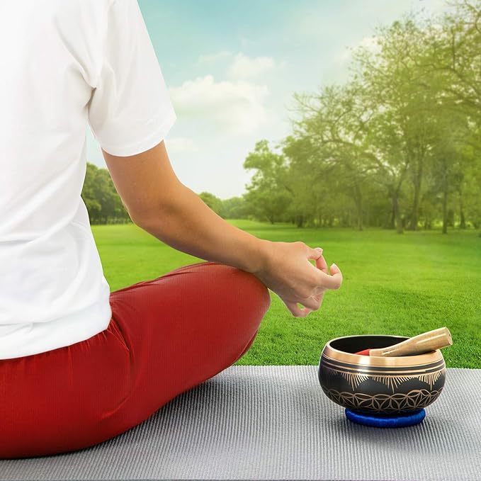 6 inch Flower of Life Design Singing Bowl with Mallet and Cushion. Tibetan Sound Bowls for Energy Healing, Mindfulness, Grounding, Zen, Meditation, Feng Shui - Bloomnest