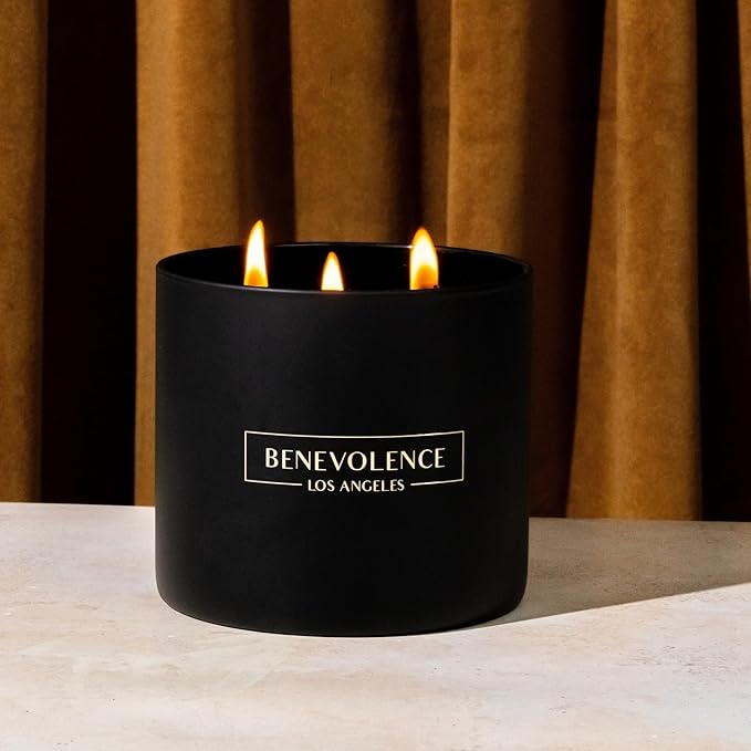Benevolence LA 3 Wick Candle, Black Berries (Baies) Large Christmas Scented Candles | Soy Holiday Candle for Women and Men | Home Fragrance | Aromatherapy | Bathroom Freshener 14.5 Oz, 45 Hour Burn - Bloomnest