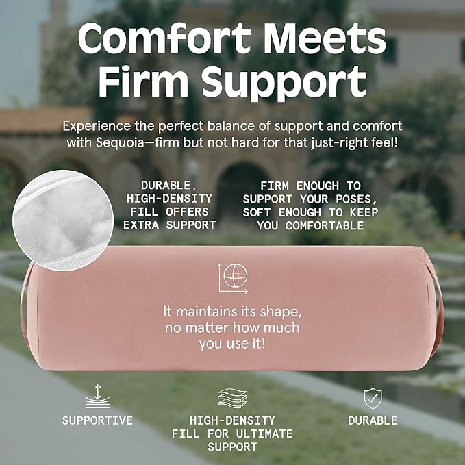 Retrospec Retrospec Sequoia Yoga Bolster Pillow - Meditation Cushion for Yoga Practices - Includes Machine Washable 100% Cotton Cover & Durable Carry Handle - Bloomnest