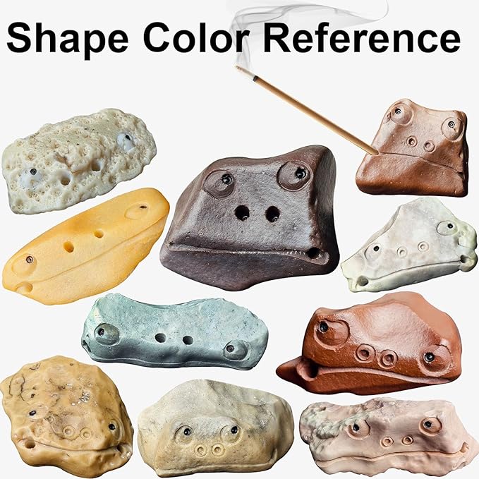 Handmade Frog Incense Holder - Unique Decorative Stone Aromatherapy Burner for Home, Office, Yoga & Meditation - Natural River Rock Craft, Gift for Zen Lovers (Each Piece Varies)