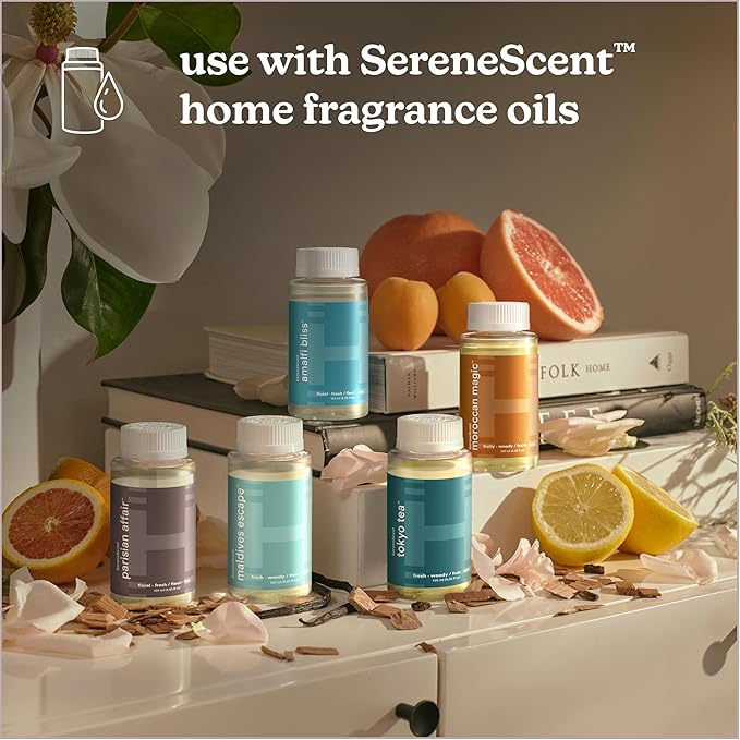 Homedics SereneScent Waterless Home Fragrance Diffuser, Use with Homedics SereneScent Oil (Sold Separately), Patented Air Diffusion Technology, Clean & Natural Fragrance, Enhances Mood, Champagne - Bloomnest
