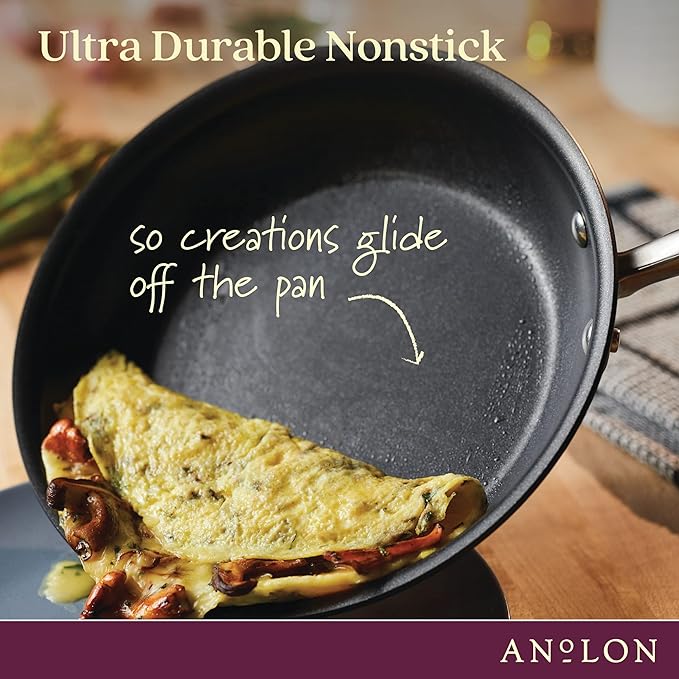 Anolon Advanced Home Hard Anodized Nonstick Sauce Pan/Saucepan with Straining and Lid, 2 Quart (2 Qt Straining Saucepan, Onyx) - Bloomnest
