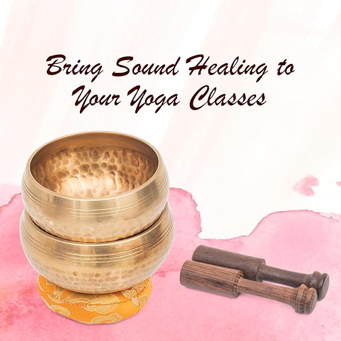 Tibetan Singing Bowl Set - Authentic Cuencos Tibetanos for Sound Healing, Meditation & Chakra Balancing - Includes Cushion, Mallet-Unique Spiritual Gifts for Women and Men (2 Chakra Set) - Bloomnest