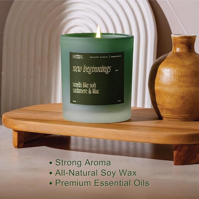 Benevolence LA New Beginnings Scented Candles | 10 oz, 40-50 Hour Burn, New Home Candle | House Warming Gifts for Women, Friends | Gift Idea for Promotion, Retirement - Notes of Cashmere & Lilac - Bloomnest