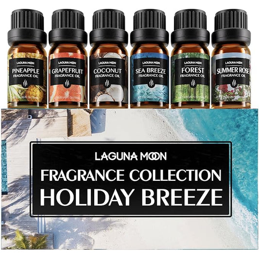 Lagunamoon Summer Essential Oils Set - Holiday Breeze Gift Set for Diffusers, Home Care, Candle Making, Fragrance, Aromatherapy, Humidifiers, Gifts - Coconut, Pineapple, and Grapefruit (10ml) - Bloomnest