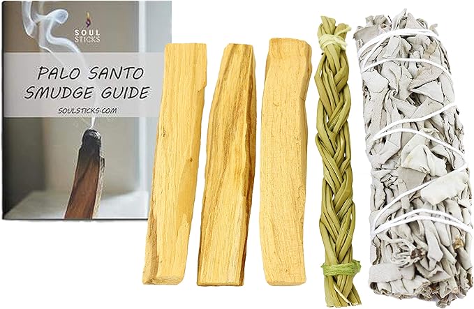 Ancient VEDA Palo Santo Sticks Premium Grade from Peru | Sacred Wood for Smudging, Meditation, Cleansing & Yoga (Good Vibes Kit)