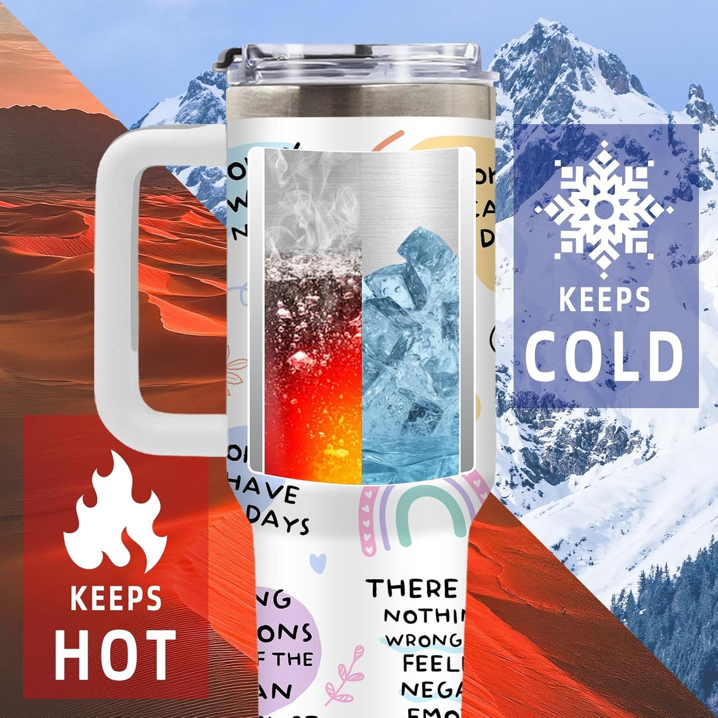 DUUV Mental Health Gifts for Christmas Thanksgiving, My Mental Breakdown Cup, Inspirational Gifts for Women Men Friends Bestie Sister, Positive Affirmations 40 Oz Tumbler with Handle, 1PCS