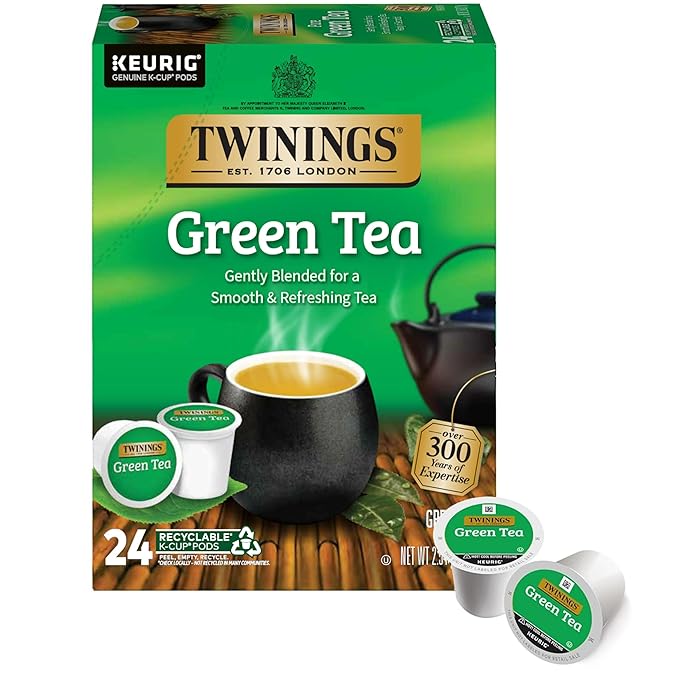 Twinings Green Tea K-Cup Pods for Keurig, 24 Count (Pack of 1), Smooth Flavour, Enticing Aroma, Caffeinated, Enjoy Hot or Iced - Bloomnest