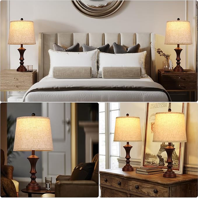 Retro Table Lamps Set of 2 Nightstand Lamp for Bedroom Vintage Rustic Table Lamps for Living Room Traditional Nightstand Bedside Lamps Bulb NOT Included - Bloomnest