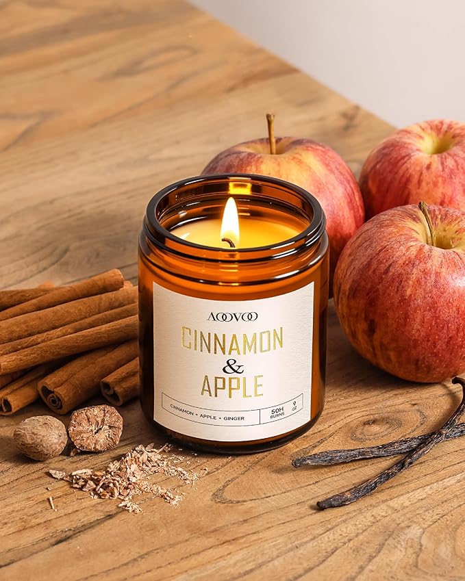 AOOVOO Apple Cinnamon Candles - 9 oz Scented Candles, Aromatherapy Candle, Soy Candle for Home Scented - Bloomnest