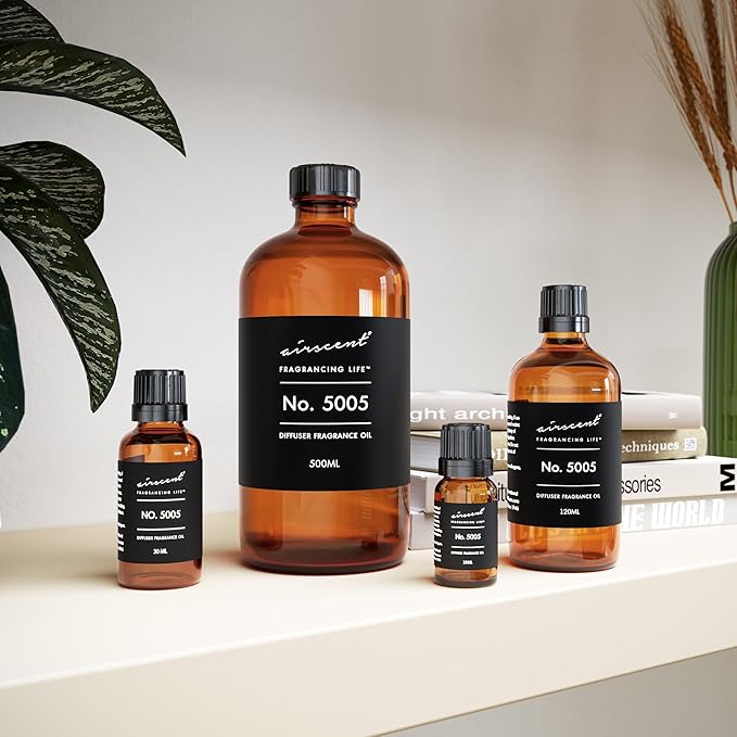 AirScent Diffuser Oil Inspired by TF's Oud Wood - No. 5005 Perfume Dupe - Fragrance Oil Blend for Ultrasonic and Waterless Diffusers and Crafting - 30 ml, 1 fl oz Glass Bottle with Dropper Airscent