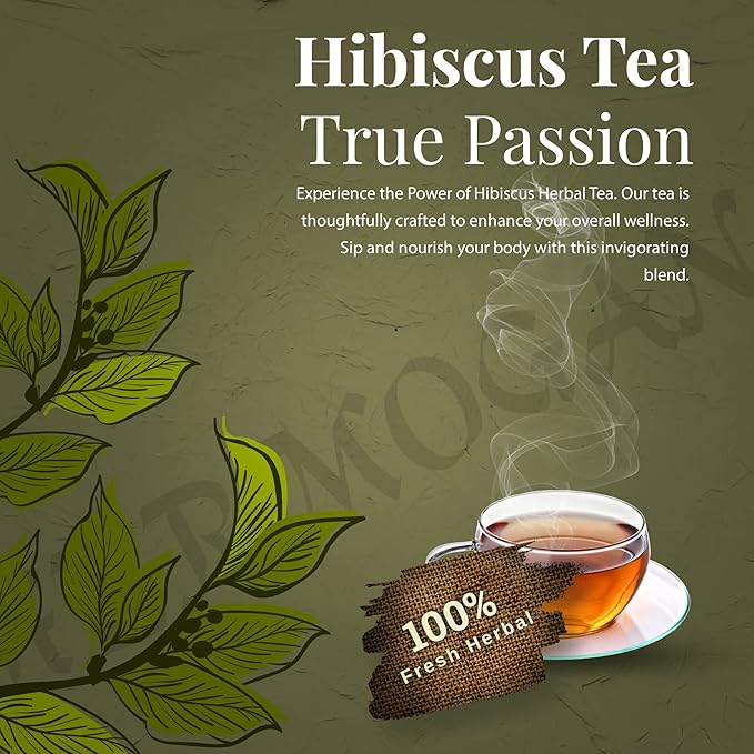 HERBOGANIC Hibiscus Herbal Tea - Digestion and Immune Support | Refreshing and Delicious Blend | Natural Ingredients | 20 Tea Bags - Bloomnest