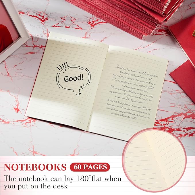 Mimorou 100 Pcs Journals Notebooks Bulk - Kraft Softcover A5 Small Notebooks 5.5 Inch x 8.3 Inch Notepads with 60 Page 30 Sheet for Writing Sketch Travel Office Supplies(Red,Lined) - Bloomnest