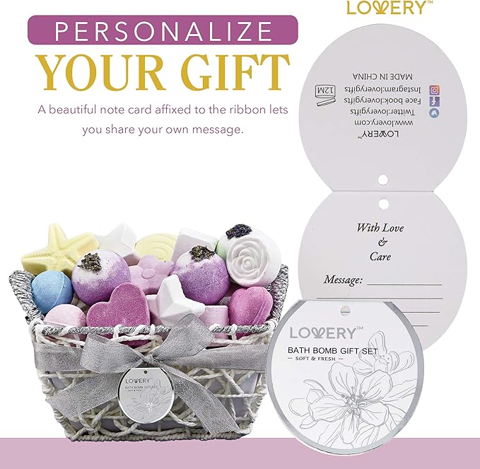 Bath Bombs Gift Set for Women, 17 Large Bath Fizzies in Assorted Colors, Shapes & Scents, Bath and Body Spa Set with Shea & Coco Butter, Ultra Rich Spa Set in Handmade Weaved Basket - Bloomnest