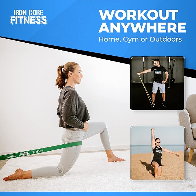 Pull Up Assistance Resistance Bands - Long Loop Power Bands for Men and Women - Strength Power Flexibility Training at Home & Gym - Ebooks & Workout Chart Included by Iron Core Fitness - Bloomnest