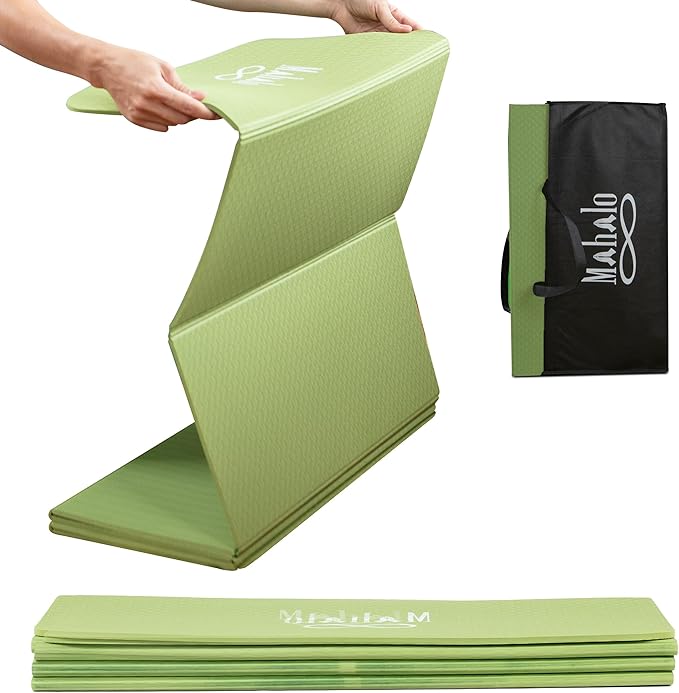 Foldable Yoga Mat + Carry Bag, 6mm 7-fold Workout Mat, Easy to Store, Anti-Slip Folding Exercise Mat for Yoga, Pilates, Home Workouts, and Floor Exercises - Bloomnest