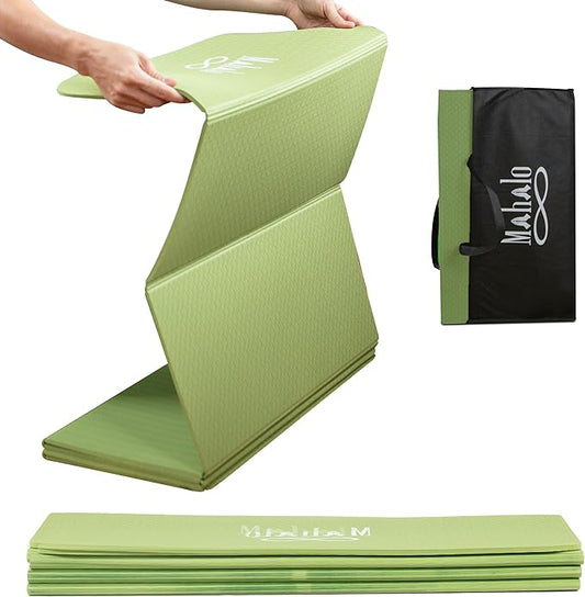 Foldable Yoga Mat + Carry Bag, 6mm 7-fold Workout Mat, Easy to Store, Anti-Slip Folding Exercise Mat for Yoga, Pilates, Home Workouts, and Floor Exercises - Bloomnest