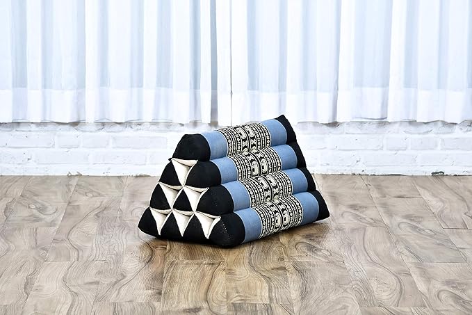 Leewadee Triangle Cushion – Comfortable Backrest for TV or Reading, Incline Pillow for Relaxing Made of Kapok, 20 x 13 x 13 inches, Blue - Bloomnest