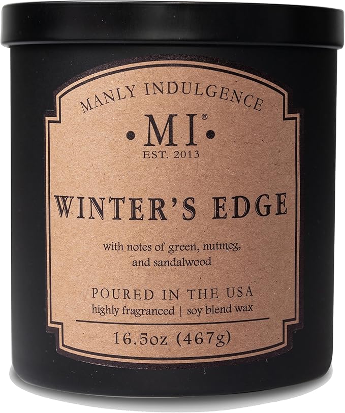 Manly Indulgence Winters Edge Scented Candles for Men, 2 Wick, 16.5 oz Premium Soy Blend Wax, 60H Burn, Candles for Home Scented - Made in The USA - Bloomnest