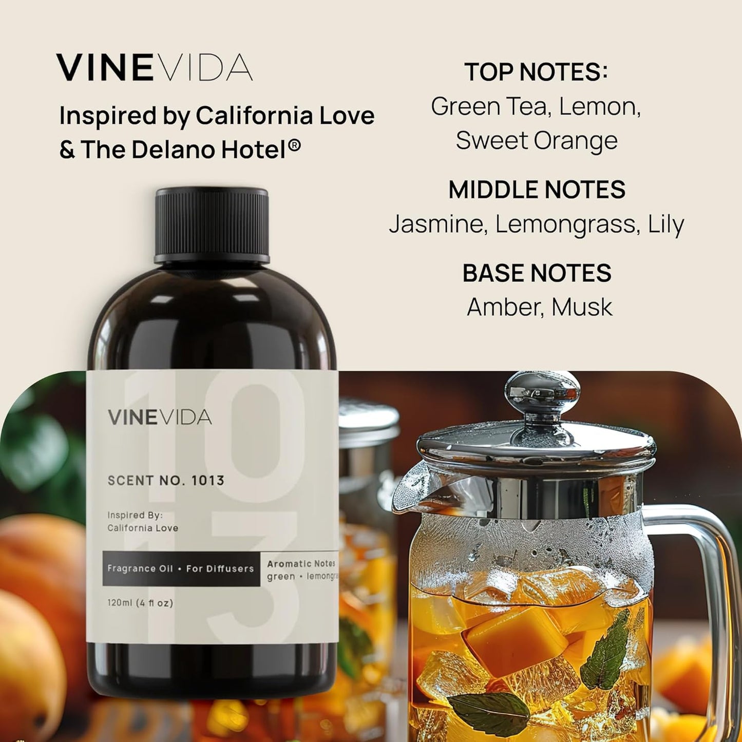 VINEVIDA (32oz) Hotel Fragrance Collection Diffuser Oil - Scents for Home - Cold Air Diffuser Oil - Essential Oil No.1013 Inspired by The Delano Hotel
